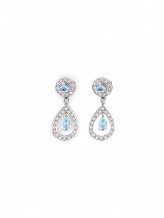 Pendientes aguamarina brillantes oro blanco