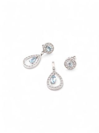 Pendientes aguamarina brillantes oro blanco