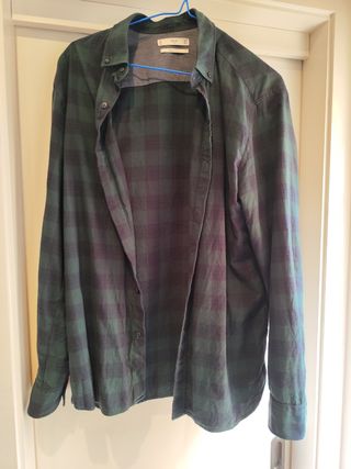 Camisa cuadros Mango M - Verde