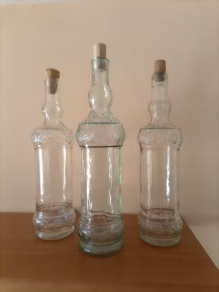 3 botellas cristal rizado