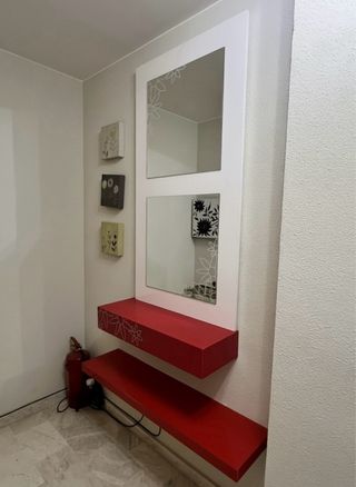 Mueble espejo entrada - 2 estantes