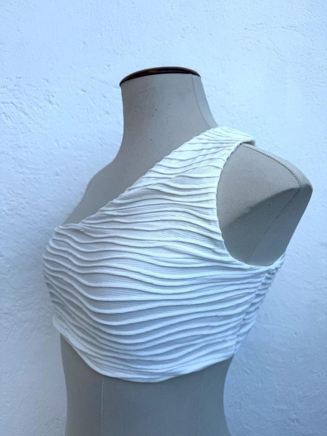 Top blanco mujer - Un hombro