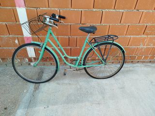 Bicicleta verde,marrón y azul infantil.