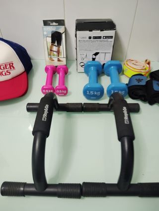 Kit Fitness: Mancuernas, gomas
