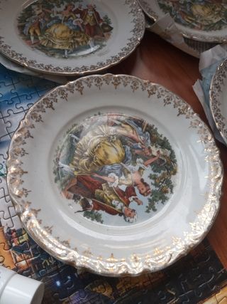 Juego 5 platos porcelana Santa clara