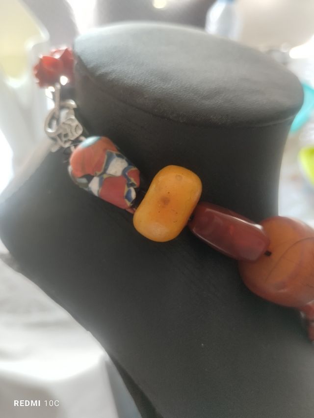 Collar étnico Sudán coral ámbar