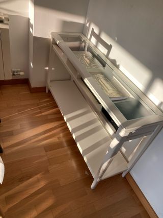 Consola recibidor blanca - madera y cristal