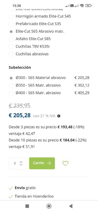 2 Discos diamante Husqvarna de 300mm