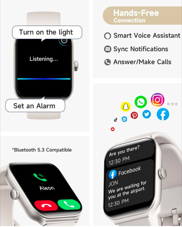Smartwatch llamadas Reloj Inteligente blanco rosa