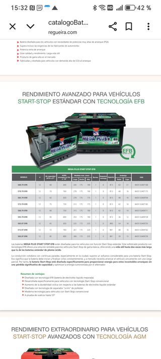 Batería EFB de 70 amp hora para start stop ¡NUEVA!