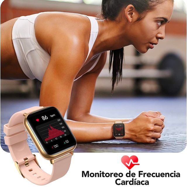 Smartwatch 1.7" Mujer Rosa Oro reloj inteligente