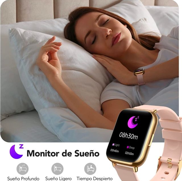 Smartwatch 1.7" Mujer Rosa Oro reloj inteligente