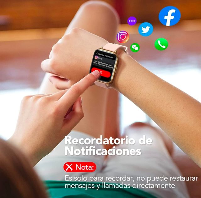 Smartwatch 1.7" Mujer Rosa Oro reloj inteligente