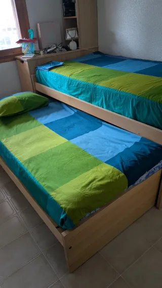 Dormitorio madera maziza 2 camas