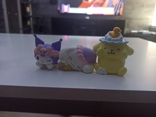 3 figuras Sanrio: Hello Kitty, My Melody y Pompomp