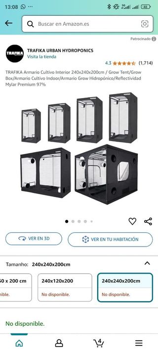 Armario Cultivo Interior 240x240x200cm hidroponía