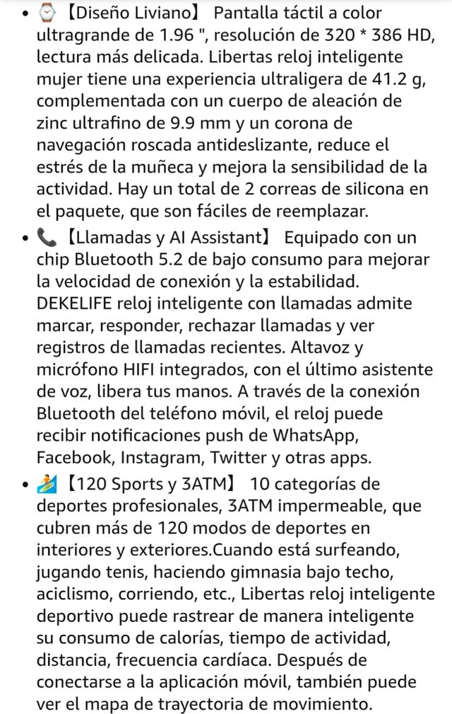 Smartwatch reloj inteligente Mujer Rosa oro Llamad