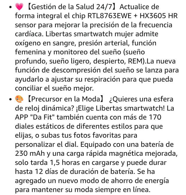 Smartwatch reloj inteligente Mujer Rosa oro Llamad