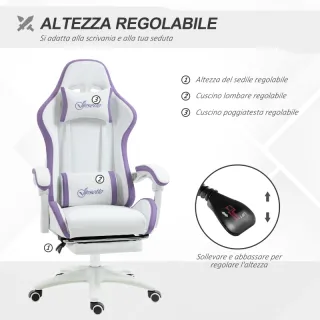 Sedia da Gaming con Altezza Regolabile e Schienale
