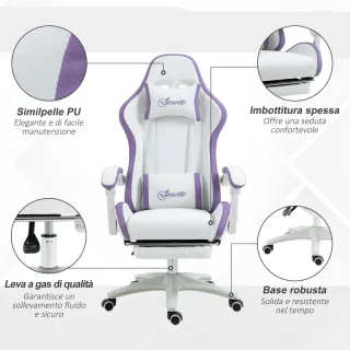 Sedia da Gaming con Altezza Regolabile e Schienale