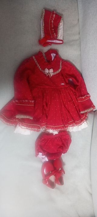 Vestido niña rojo - 4 piezas