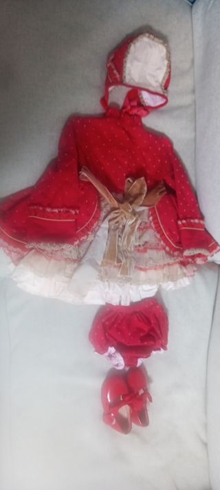 Vestido niña rojo - 4 piezas