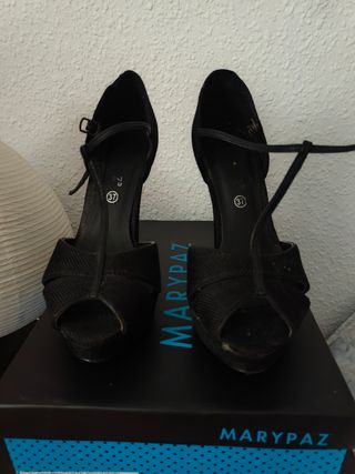 Sandalias MARYPAZ negras tacón,talla 37