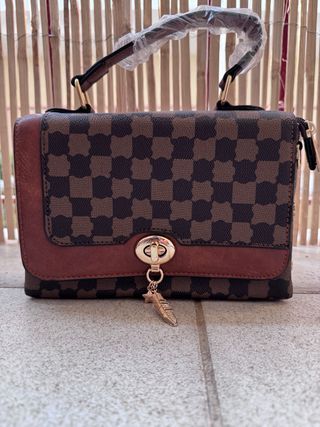 Bolso marrón cuadros nuevo