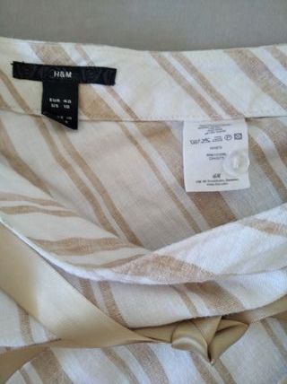 Falda rayada beige y blanca