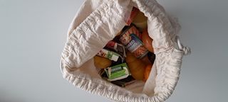 Bolsa tela juguetes comida