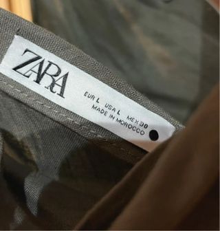 Vestido Lino Zara asimétrico sin uso kaki