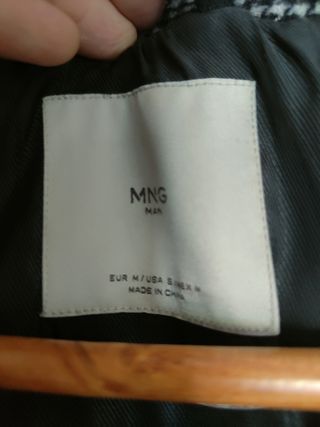 Abrigo Mango - M - cuadros blanco y negro