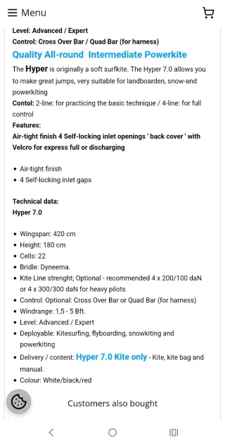 Kite Flytec hyper 7mq