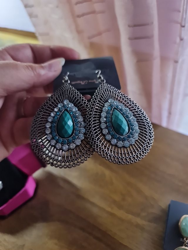 Pendientes largos turquesa