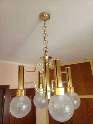 Lampara techo dorada 5 luces