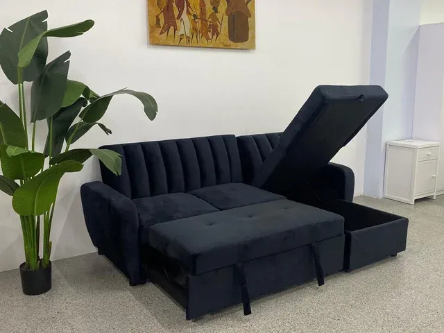Sofá cama terciopelo negro