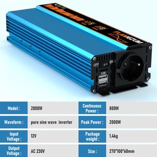Inversor de corriente 2000W 12V-220V