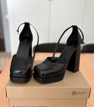 Zapatos Mango negros de piel - Tacón