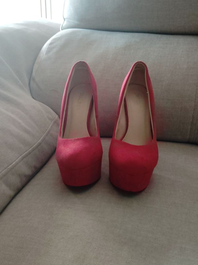 Zapatos rojos tacón plataforma talla 37