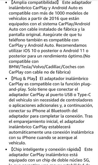Adaptador inalámbrico CarPlay & Android Auto