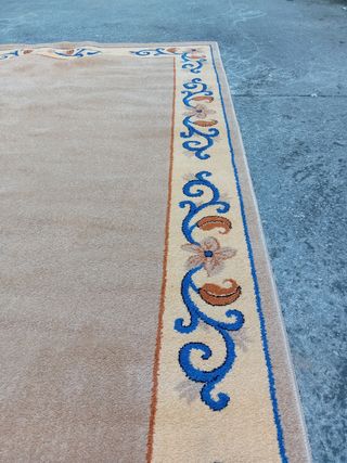 Alfombra salón beige y azul