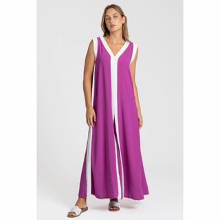 Vestido largo morado-blanco