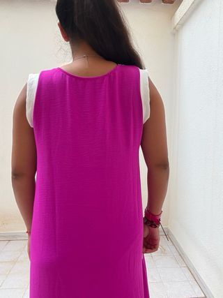 Vestido largo morado-blanco