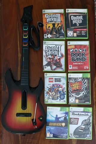 🇪🇦 Guitarra Guitar Hero + 8 juegos Xbox 360