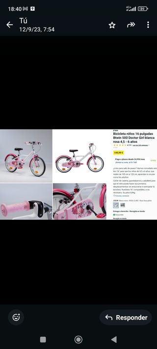 OFERTA!!Compra en enero por 60€. Bicicleta niña