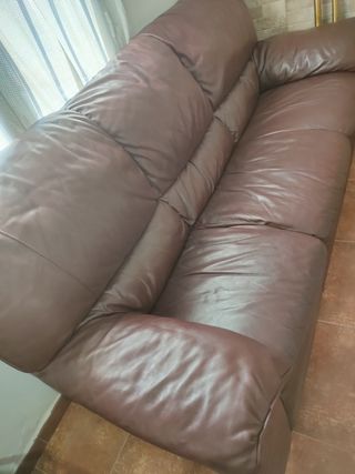 Sofa Italiano Piel Marrón