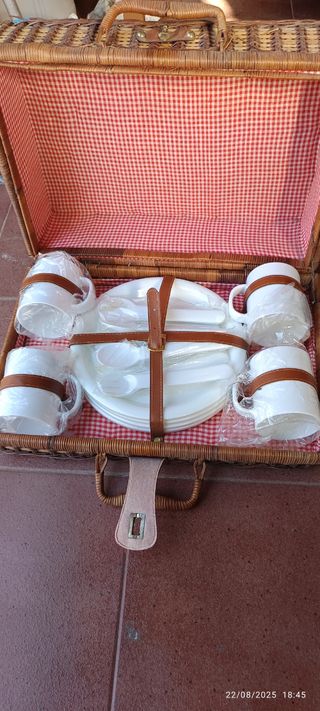 Cesta picnic mimbre retro