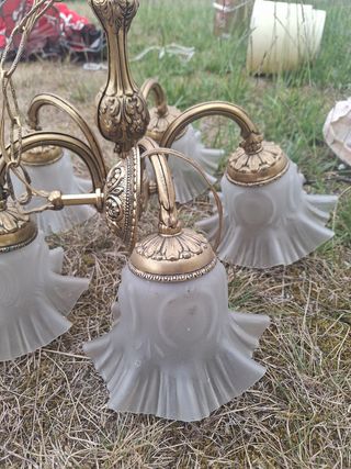 Lámpara vintage dorada 5 brazos