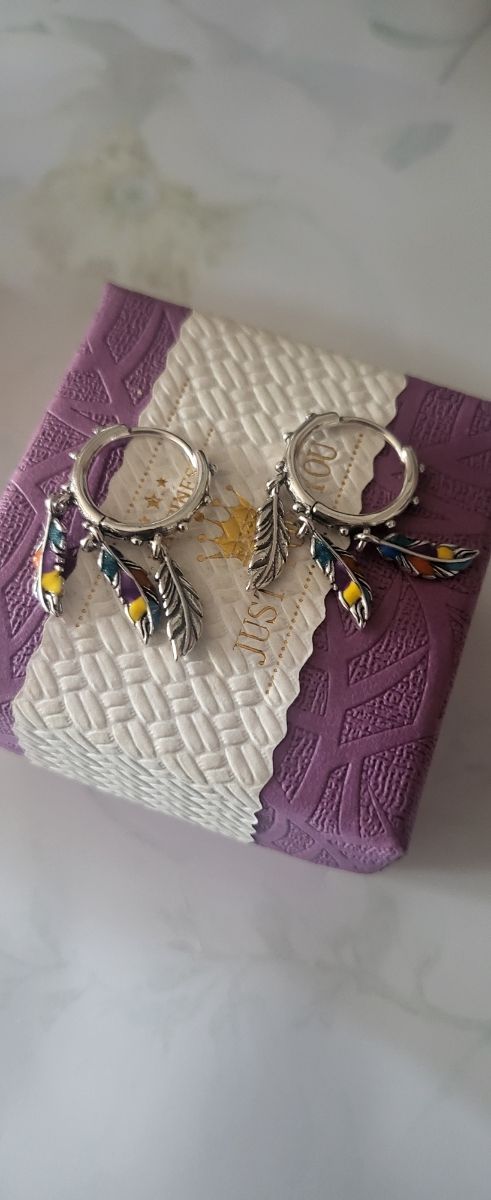 Pendientes plumas plata turquesa
