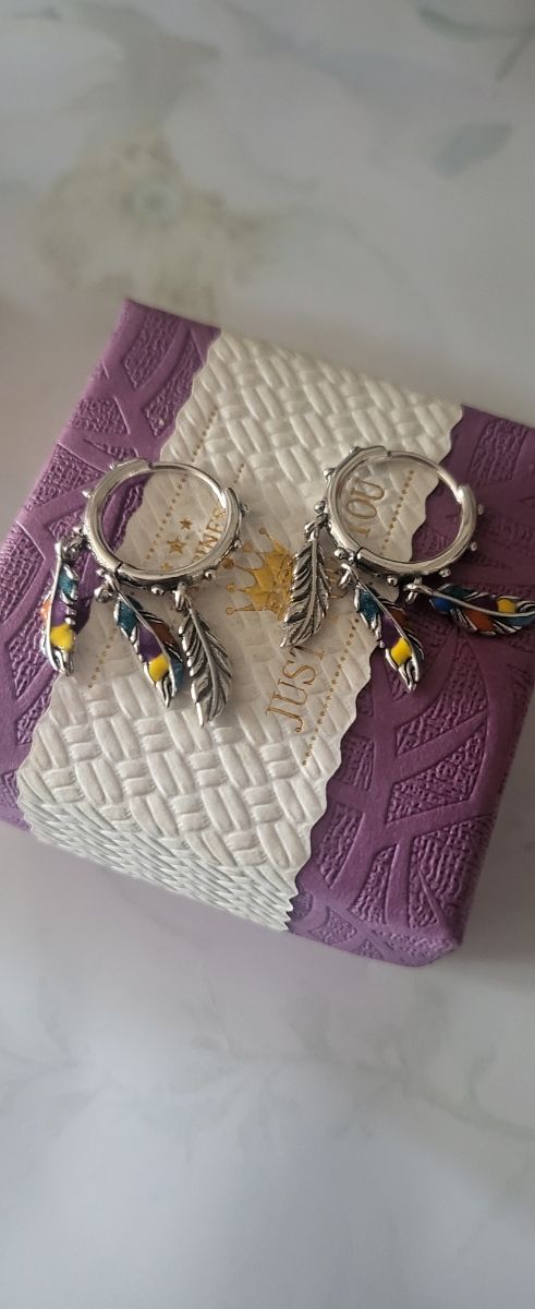 Pendientes plumas plata turquesa